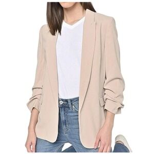 Halogen Blush Pink Drape Front Blazer XXL Ruched Sleeve Soft Jacket Career